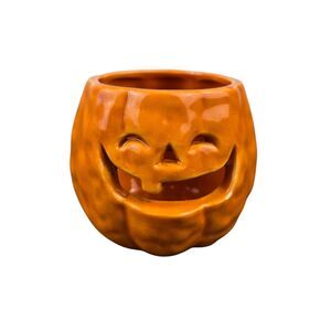 Vtg 1985 Enesco Pumpkin Jack O Lantern Tea Light Candle Holder 3" Halloween